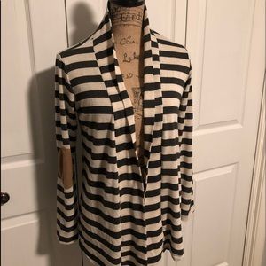 Cozy striped cardigan with elbow patches